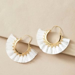 White fan earings